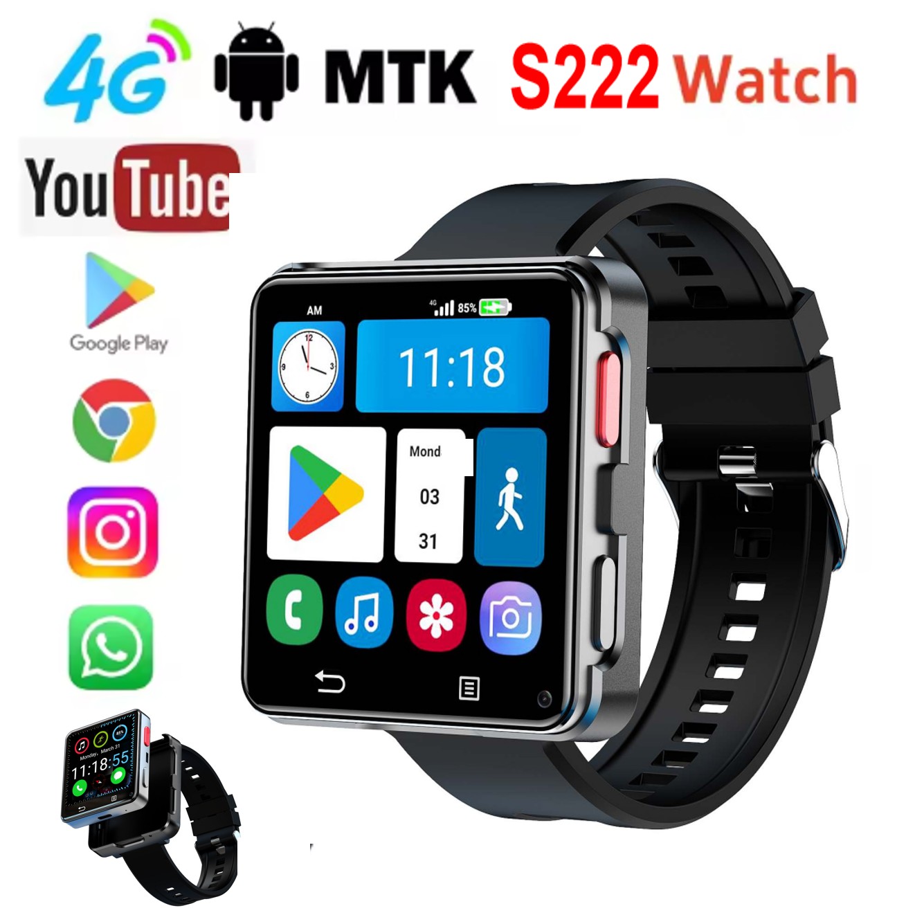 Smartwatch I Watches - S222 Smart Watch 4G SI-M Card