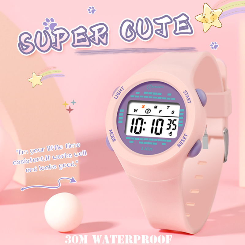 Smartwatch Digital Watches For Kid Boy With Alarm - Children's Electronic Watch Girl Pink Cute