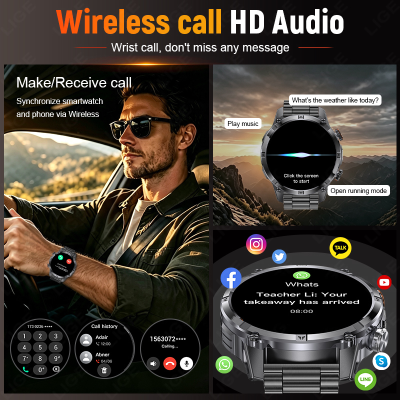 Rugged Outdoor Men's Smart Wat - Smartwatch Running Watches For Men 评论和价格