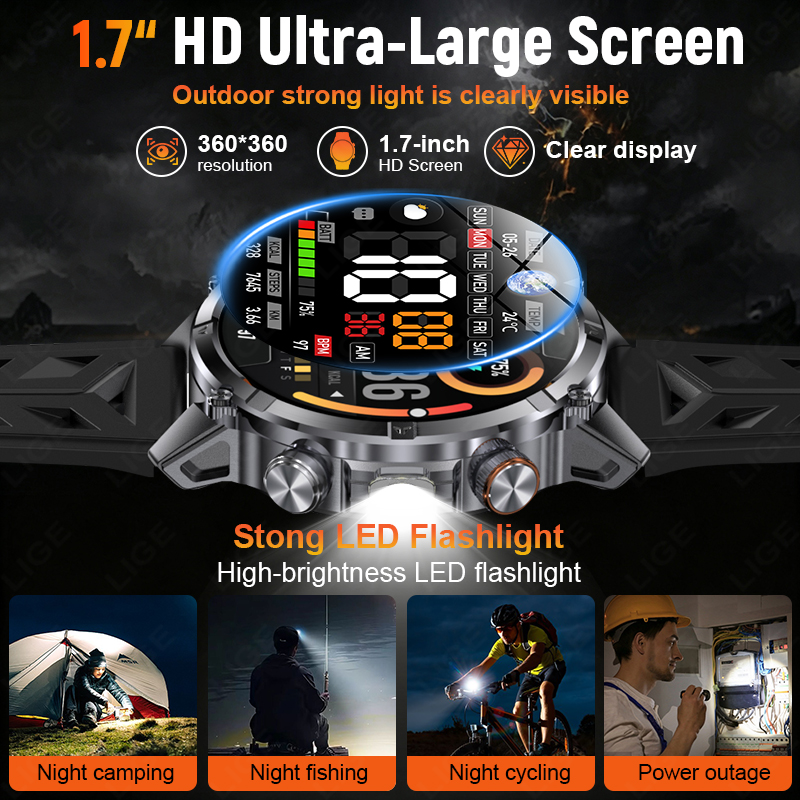 Rugged Outdoor Men's Smart Wat - Smartwatch Running Watches For Men 评论和价格