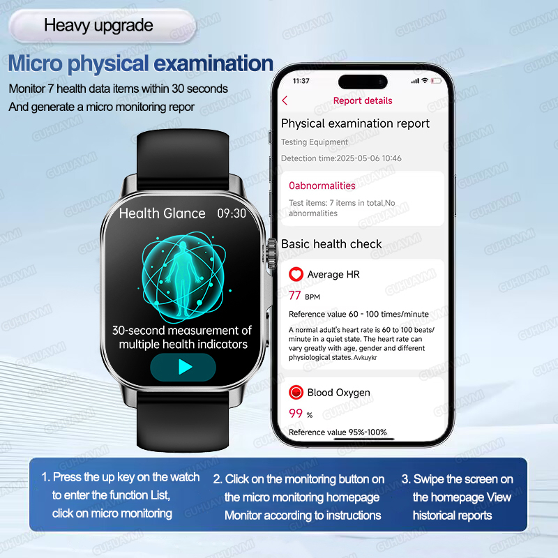 New Health Care AI Doctor Accu - Smartwatch Square Watches For Men 评论和价格