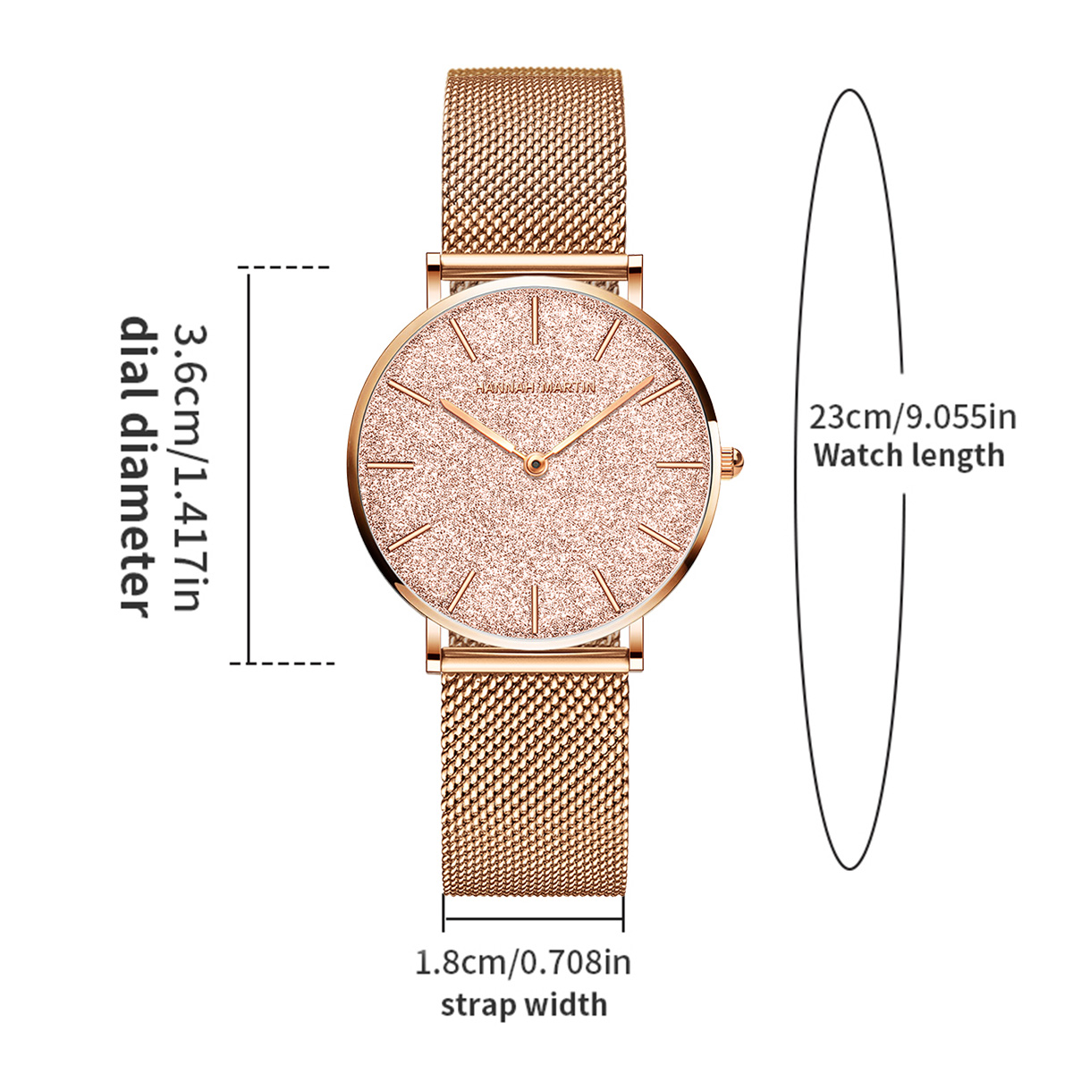 Hannah Martin Luxury Women's W - Mesh Stainless Strap 评论和价格