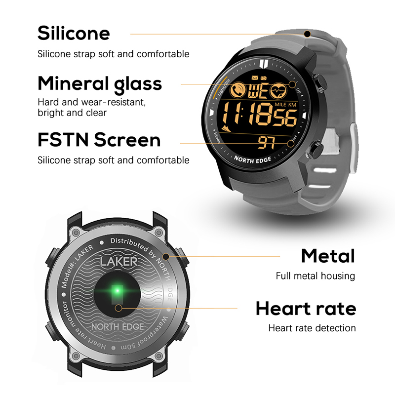 NORTH EDGE Smart Watch Men Hea - Smartwatch Running Watches For Men 评论和价格