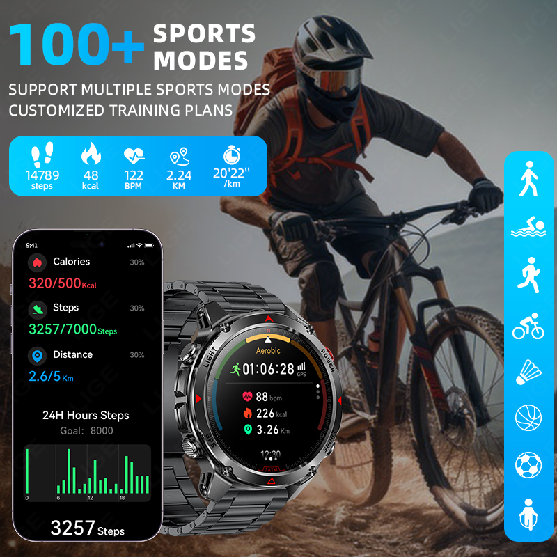 LIGE New Professional GPS Spor - Smartwatch Running Watches For Men 评论和价格