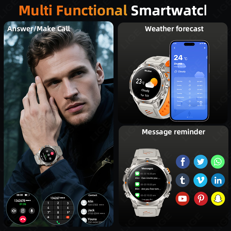LIGE Rugged GPS Track Smart Wa - Smartwatch I Watches 评论和价格