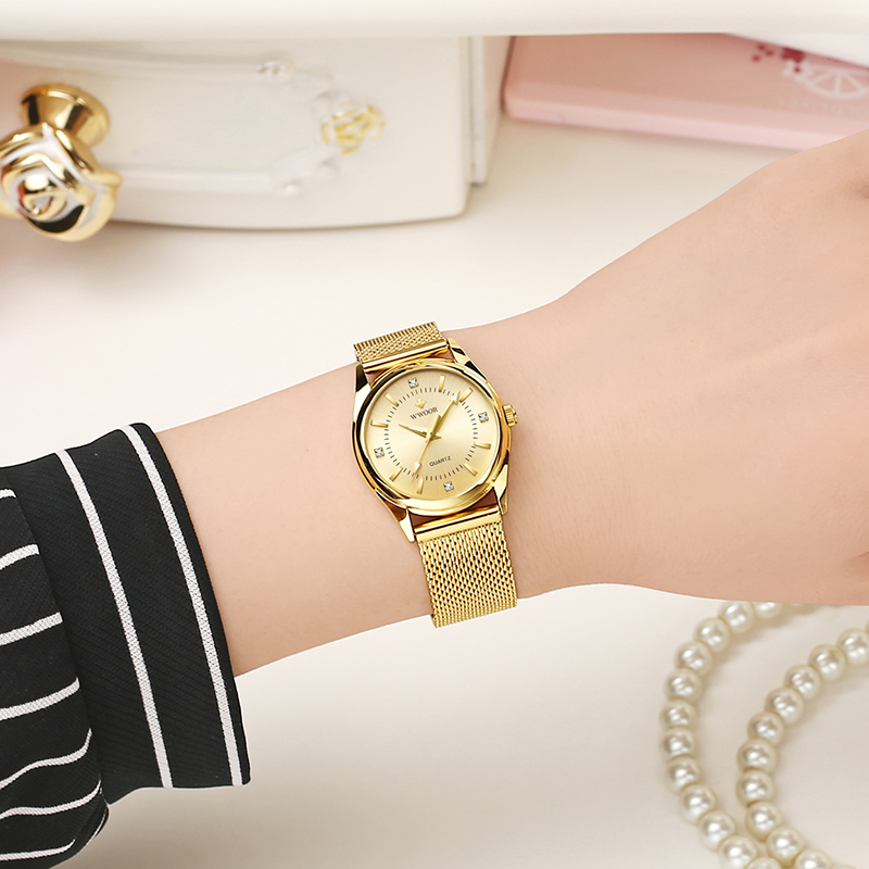 WWOOR Luxury Brand Dress Gold  - Mesh Stainless Strap 评论和价格